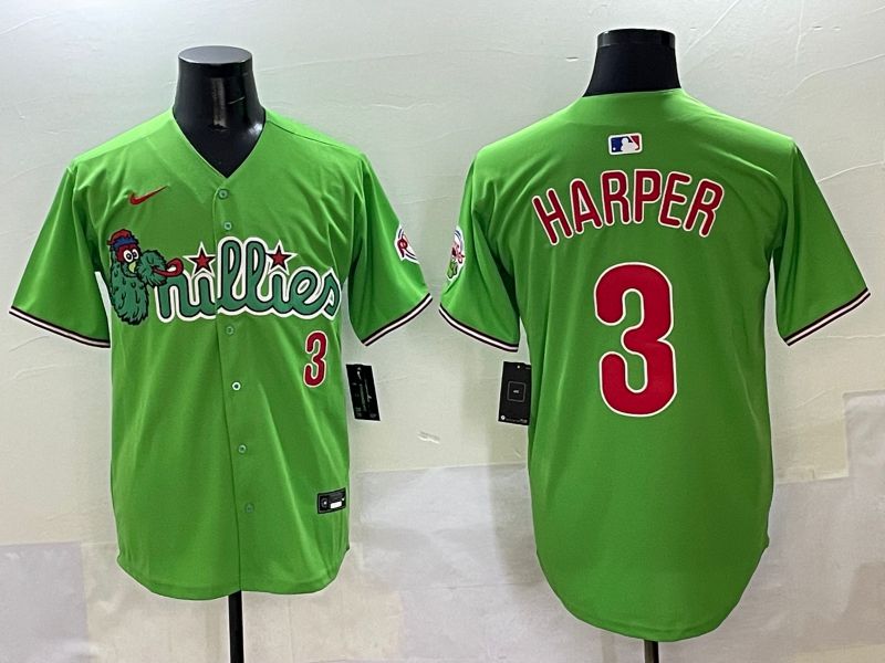 Men Philadelphia Phillies #3 Harper Green Sixth generation Joint Name Nike 2025 MLB Jersey style 1->philadelphia phillies->MLB Jersey